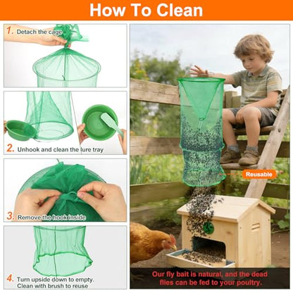 Reusable Outdoor Fly Trap Hanging Fly Catcher with Brush-6 Pack - size: 6 pack