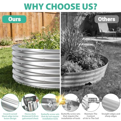 YSEJOMP 17" Tall 48" Diameter Round Raised Garden Bed Kits Outdoor Silver - color: Silver, size: 48 Dia X 16.5 inches
