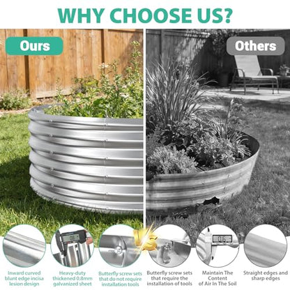 YSEJOMP 17" Tall 48" Diameter Round Raised Garden Bed Kits Outdoor Silver - color: Silver, size: 48 Dia X 16.5 inches