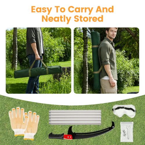 14FT Pole Saw for Tree Trimming, Manual Tree Pruner with Sharp Blade, Detachable Extension Pole, Lightweight Long Reach Branch Cutter for Yard Garden Patio Forestry - size: 14FT