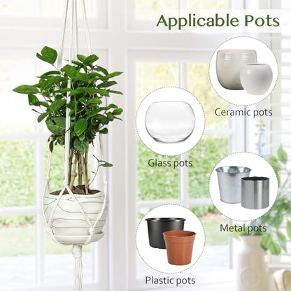 AOMGD 6 Pack Macrame Plant Hanger Indoor Hanging Planters, 43", Ivory