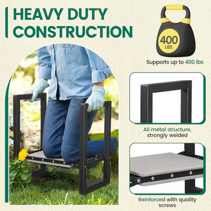 Garden Kneeler and Seat - Heavy Duty Folding Garden Stool with Handles, Stable Kneeling Device Bench Chair Gardening Tools Gifts for Women Men Seniors Gardeners Outdoor Weeding Planting - size: 12.6"