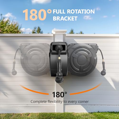 wikiwiki Retractable Garden Hose Reel, 1/2" x 100FT, Auto Rewind Wall Mount - size: 1/2 in 100 ft