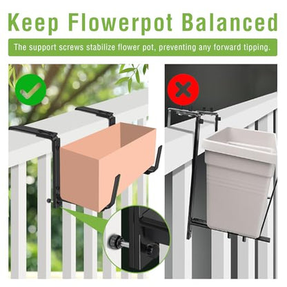 Window Box Brackets, Adjustable Hanging Railing Planter Box Brackets - size: 2 Pack