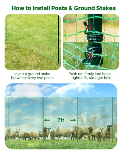 Temporary Fence with Metal Posts for Garden and Yard, 40" x 50' - size: 40"x50'