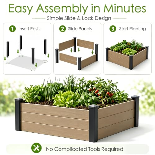 Kozyard 98.9" L x 18.4" W Raised Garden Bed Kit, Outdoor Planter Box - color: Taupe