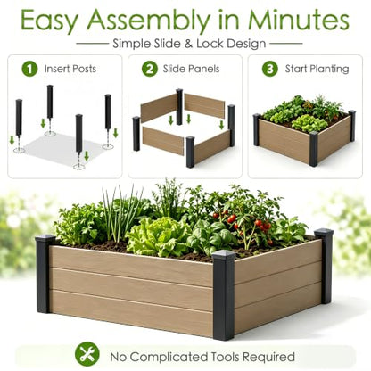 Kozyard 98.9" L x 18.4" W Raised Garden Bed Kit, Outdoor Planter Box - color: Taupe
