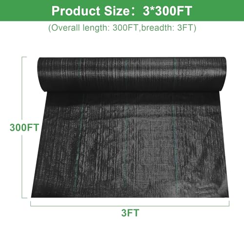 Mupera Weed Barrier Fabric 3x300FT, 3.8oz UV Ground Cover