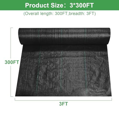 Mupera Weed Barrier Fabric 3x300FT, 3.8oz UV Ground Cover