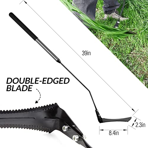 Walensee 39in Serrated Steel Scythe, Grass Whip for Tall Grass & Weeds - size: 39-Inch