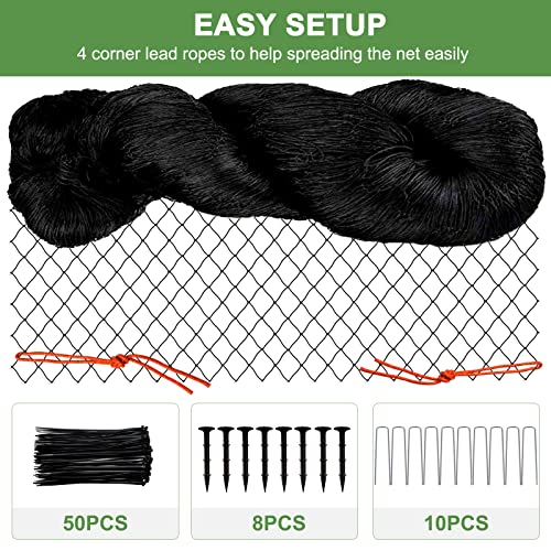 Bird Netting 25'x50' Heavy Duty Nylon Net with 2" Mesh, Chicken Netting - size: 2", 25' x 50'