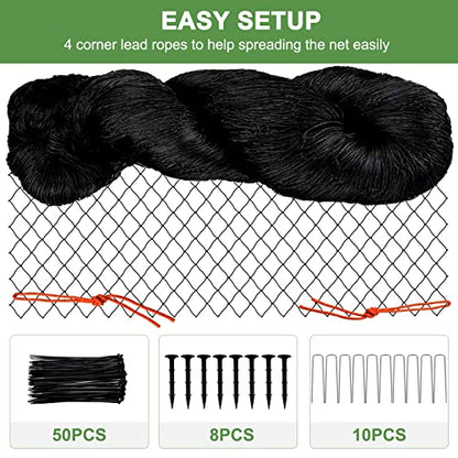 Bird Netting 25'x50' Heavy Duty Nylon Net with 2" Mesh, Chicken Netting - size: 2", 25' x 50'