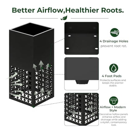 2 Pack Tall Metal Planter Box for Outdoor Plants, 14"L x 14"W x 30.27"H - size: 14"L x 14"W x 30.27"H