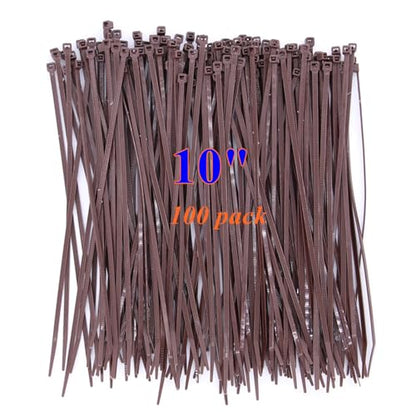 Dark Brown Zip Ties 10 Inch Cable Ties 100 Pack Outdoor Use - size: 10"-brown-100 pcs
