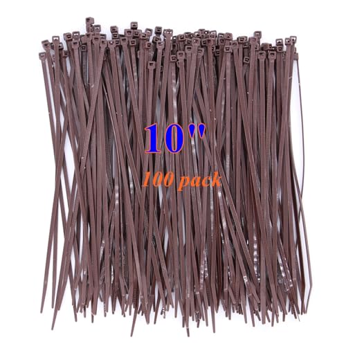 Dark Brown Zip Ties 10 Inch Cable Ties 100 Pack Outdoor Use - size: 10"-brown-100 pcs