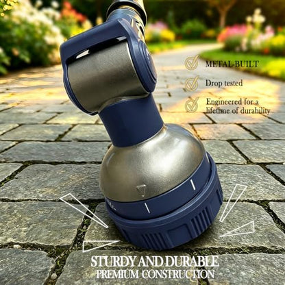 Garden Hose Nozzle Heavy Duty Metal Water Hose Sprayer - color: Navy Blue