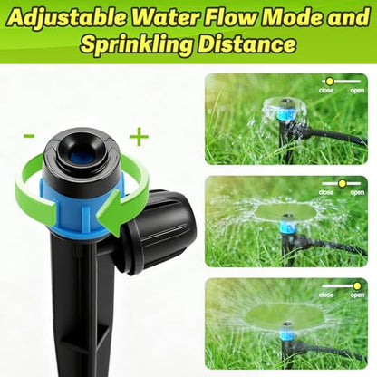50pcs Drip Emitters with Stake for 1/4" Irrigation Tubing, Adjustable 360 Degree Water Flow Irrigation Vortex Sprayers & Stream Emitters On 5" Stake Garden Irrigation Dripper System - color: Drip Emitters-50P