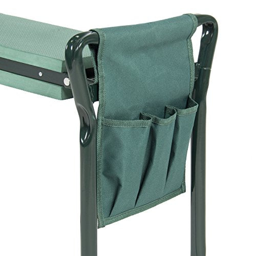 Best Choice Products Foldable Garden Kneeler and Seat With Bonus Tool Pouch Portable Stool EVA Pad