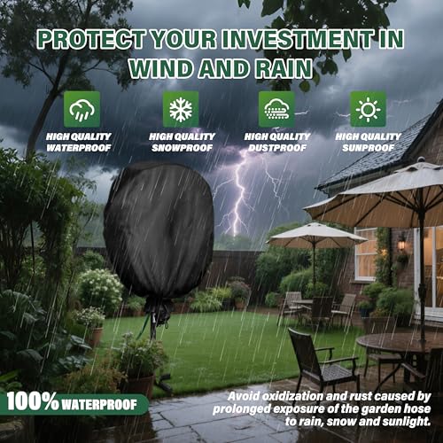 Garden Hose Holder Cover , Extends Hose & Hose Holder Lifespan,Weatherproof Protection Against Rain, Sun & Snow – Universal Fit for Hose Hangers (Black Cover Only) - color: Black - Hose Holder Cover, size: 0-200FT