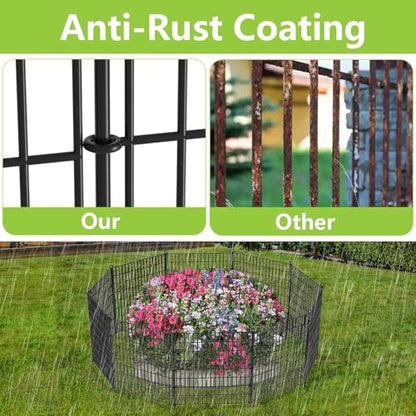 15 Panels No Dig Garden Fence with Gate, 40 in(H) X 36.3 ft(L) Metal Fence Panels, Thickened Rustproof Garden Fencing, Animal Barrier Fence for for Dogs, Rabbits, Landscape, Patio - size: 40 in(H)×29in(L)