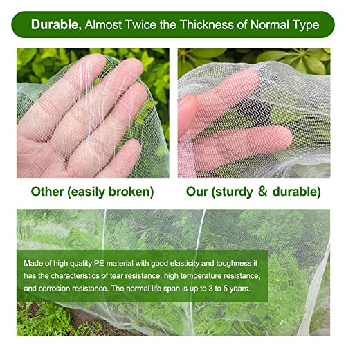 Jevrench 4 x 25 ft Garden Netting Row Cover, Ultra Fine Mesh for Plants - size: 4ft x 25ft