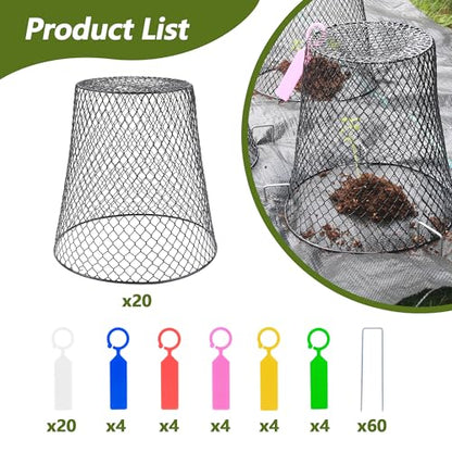 20 Pack 9.2x9.2 Inch Chicken Wire Cloche Plant Protectors from Animals - size: 20PCS-9.2"x9.2"