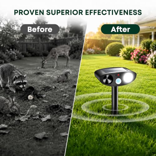 2026 Upgraded Solar Ultrasonic Animal Repeller Outdoor, Black, 2-Pack