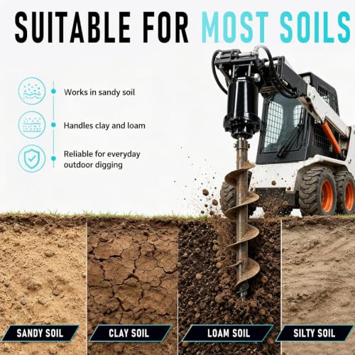 Hydraulic Drill Bit for Earth Auger, Heavy Duty Skid Steer Attachment with Wooden Box Packaging, Efficient Digging Tool for Post Holes and Landscaping