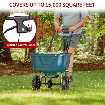 YITAMOTOR 60 lbs Walk Behind Broadcast Spreader for Lawns Garden
