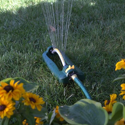 Melnor 65147AMZ Turbo Oscillating Lawn Sprinkler, 3,200 Sq. Ft. Coverage, 16 Precision Nozzles, Adjustable Range Control, QuickConnect Bundle, Green, Yellow - style: 3,200 sq. ft.