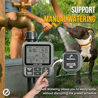 Egardenkart, Sprinkler Timer Outdoor - Water Timer for Garden Hose with Automatic, Manual, Rain Delay Mode | Large Display Water HoseTimer | Automatic Irrigation System for Garden, Lawns, Backyards