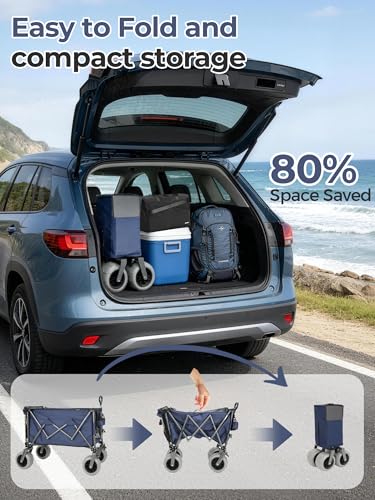 Heavy Duty Beach Wagon with 58" Expandable Tailgate, 300L, for Sand - color: 9"blue