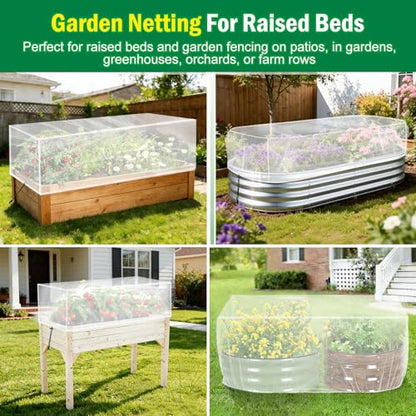 2 Pack Garden Netting for Raised Beds, 4.8X2.2FT Drawstring Plant Covers - size: 2PCS-Drawstring