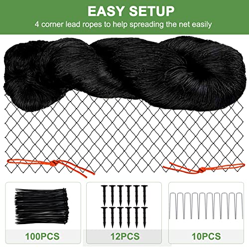 Bird Netting 25'x100' Heavy Duty Nylon Net with 2" Mesh, Garden Netting - size: 2", 25' x 100'