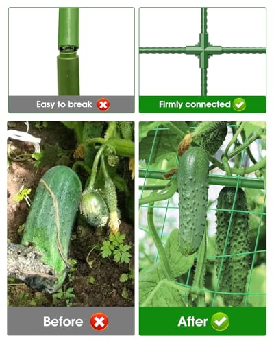 MYMULIKE 2 Pack Cucumber Trellis, Garden Trellis for Climbing Plants Outdoor, A-Frame Cucumber Trellis for Raised Bed, Plant Grow Support for Tomato, Squash, Vegetable, Flower(33"x47"x2Pcs)