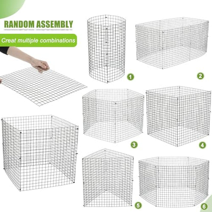 30 Packs Plant Protectors from Animals, 12'' x 12'' Wire Plant Cages for Outdoor Plants, Modular Garden Mesh Covers with Ground Stakes and Nylon Ties for Vegetables, Flowers, Seedlings, Rabbits
