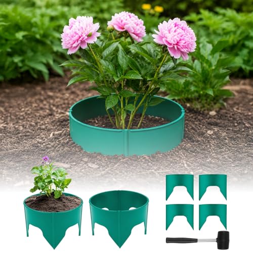 AggFencer 24 PCS Planting Grow Rings for Outdoor Plants with Hammer, Green - color: Green