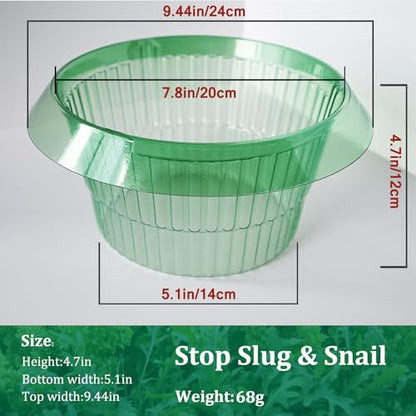 Fshow Garden Cloches，5 Pack Plastic Slug & Snail Plant Protection Collars, Snail Defense Without Chemistry, Planting Rings Protects Plants to Get Better. - color: green 5pcs
