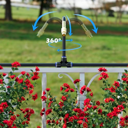 Drip Irrigation System Kit 100 FT with 32 Nozzles, 360° Adjustable Bendable Garden Watering Misting System for Greenhouse, Yard, Lawn, Plant, Garden, 5/16 inch Hose (OD: 8mm) - color: 100 ft hose (5/16 in OD, 8mm)