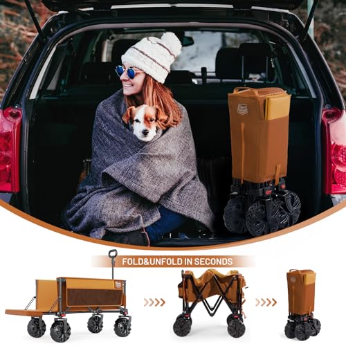 TIMBER RIDGE Heavy Duty Beach Wagon with Tailgate - color: Orange, size: 250L