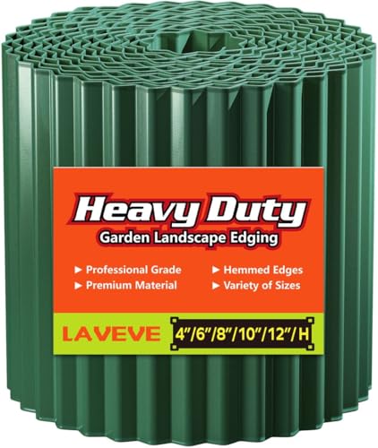 LAVEVE Corrugated Metal Garden Edging 6" x 40Ft, Landscape Edging Border - color: Green