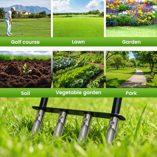 Aerator Lawn Tool,Stainless Steel Core Aerator Lawn Tool with 4 Hollow Tine