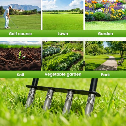 Aerator Lawn Tool,Stainless Steel Core Aerator Lawn Tool with 4 Hollow Tine