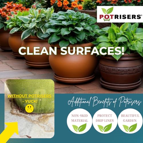 POTRISERS | Combo Pack 18 Pieces (12 Standard 1" + 6 Large 2") | Invisible Pot Feet & Plant Risers | Drainage & Airflow for Planters, Pots, Garden Decor | Patios, Decks, Gardens