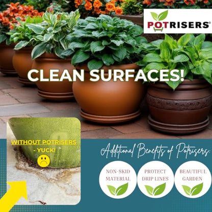 POTRISERS | Combo Pack 18 Pieces (12 Standard 1" + 6 Large 2") | Invisible Pot Feet & Plant Risers | Drainage & Airflow for Planters, Pots, Garden Decor | Patios, Decks, Gardens