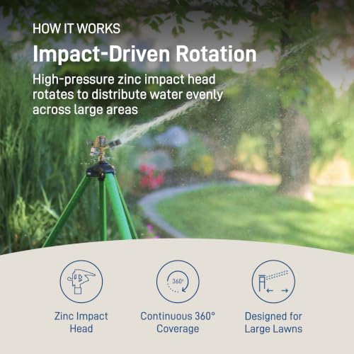 Orbit Tripod Zinc Impact Sprinkler, Adjustable Height - 56667 - style: Zinc Impact Sprinkler