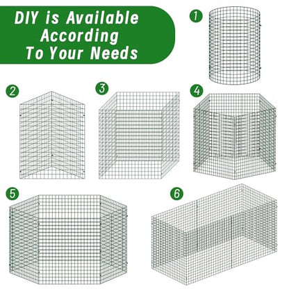 Plant Protectors from Animals - DIY Reusable Plant Cages for Outdoor Plants, Square Mesh Plant Covers Kits, 12"x12" Panels (6/18/30 Pcs) (6, Dark Green)