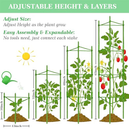 Moirsunt 66Inch Tomato Cage for Garden, 4Pack Plant Support Garden Stakes - size: 4Pack 66 Inch