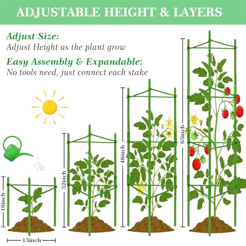 Moirsunt 66Inch Tomato Cage for Garden, 4Pack Plant Support Garden Stakes - size: 4Pack 66 Inch