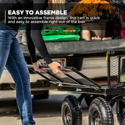 Gorilla Carts Steel Utility Cart, 900 lb. Capacity, 4 Cu Ft, Black